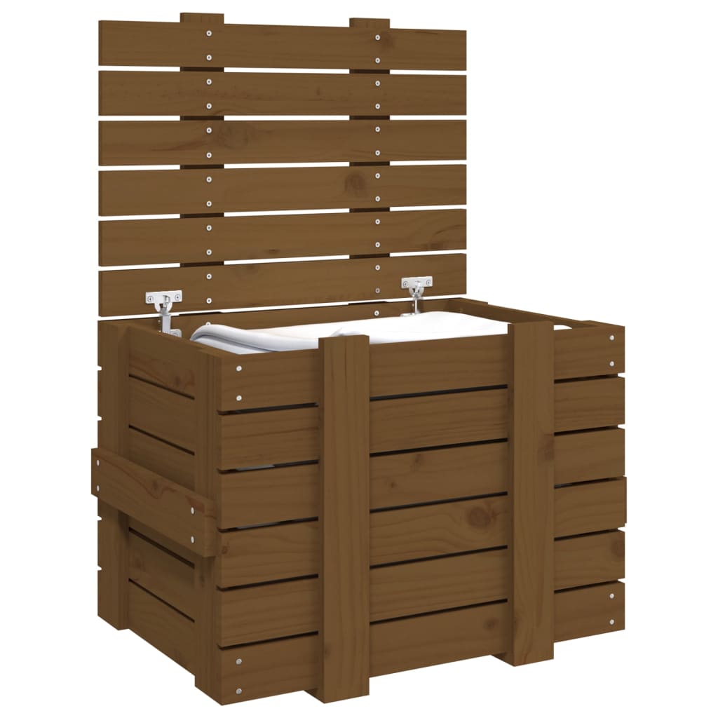 vidaXL Storage Box Honey Brown 58x40.5x42 cm Solid Wood Pine