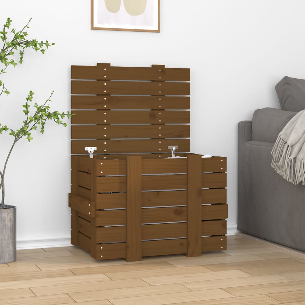 vidaXL Storage Box Honey Brown 58x40.5x42 cm Solid Wood Pine