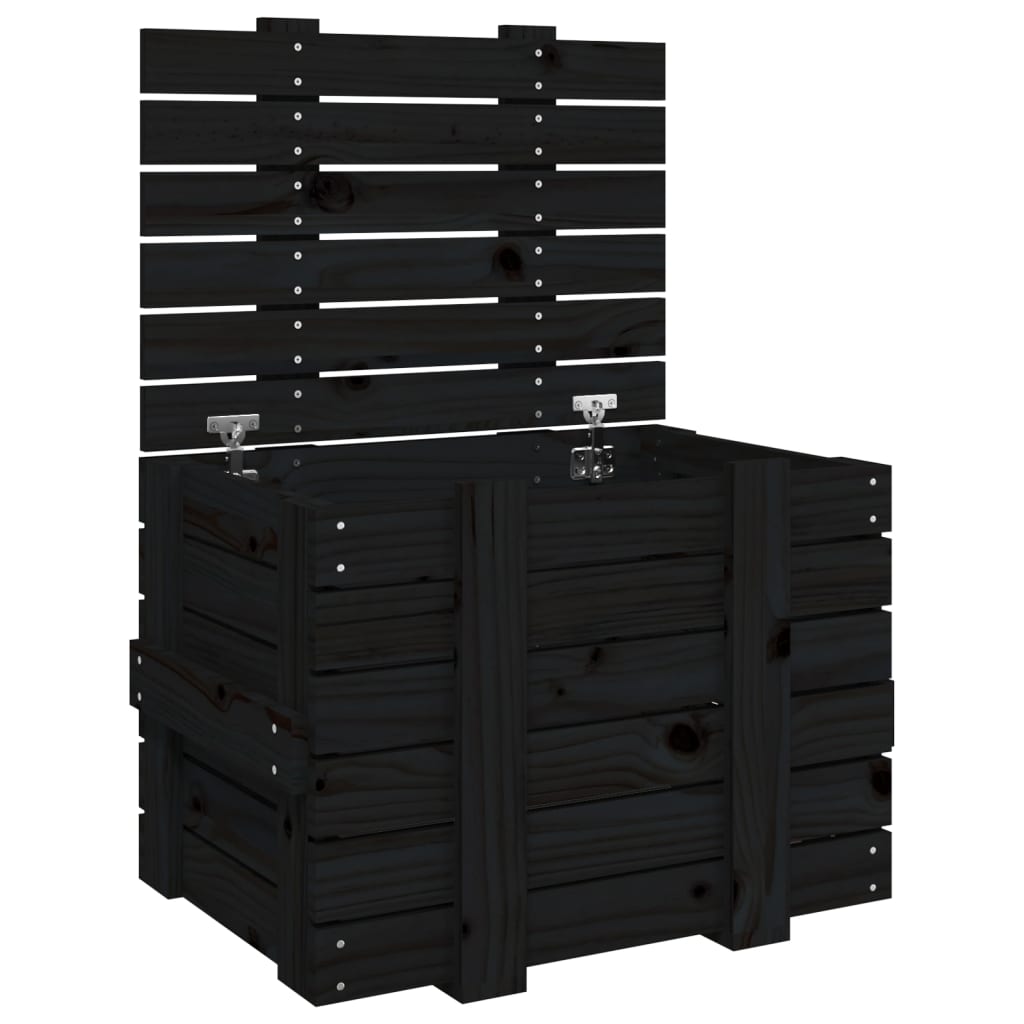 vidaXL Storage Box Black 58x40.5x42 cm Solid Wood Pine