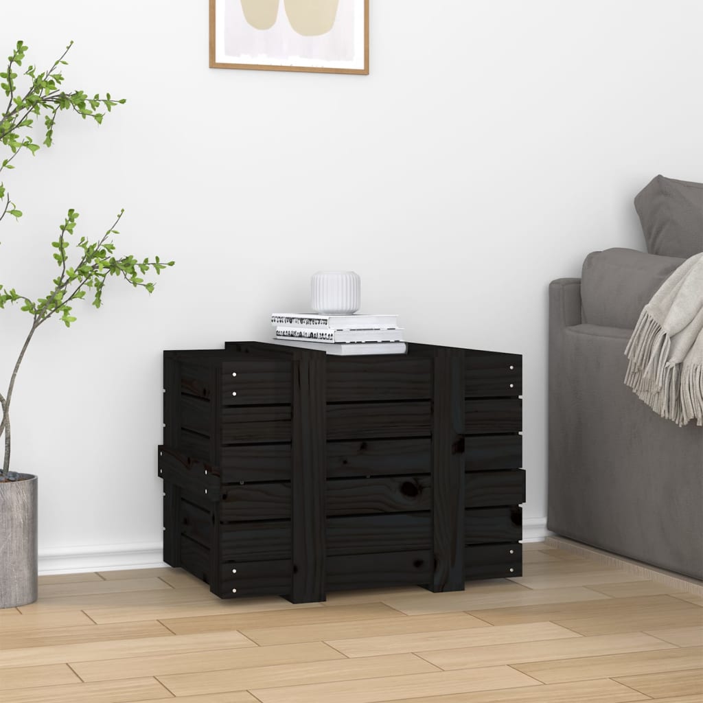 vidaXL Storage Box Black 58x40,5x42 cm Solid Wood Pine
