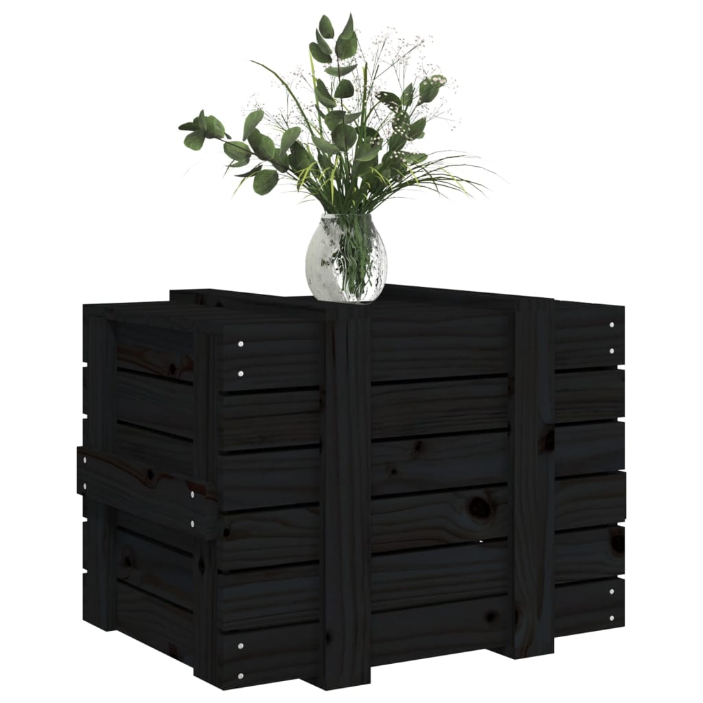 vidaXL Storage Box Black 58x40.5x42 cm Solid Wood Pine