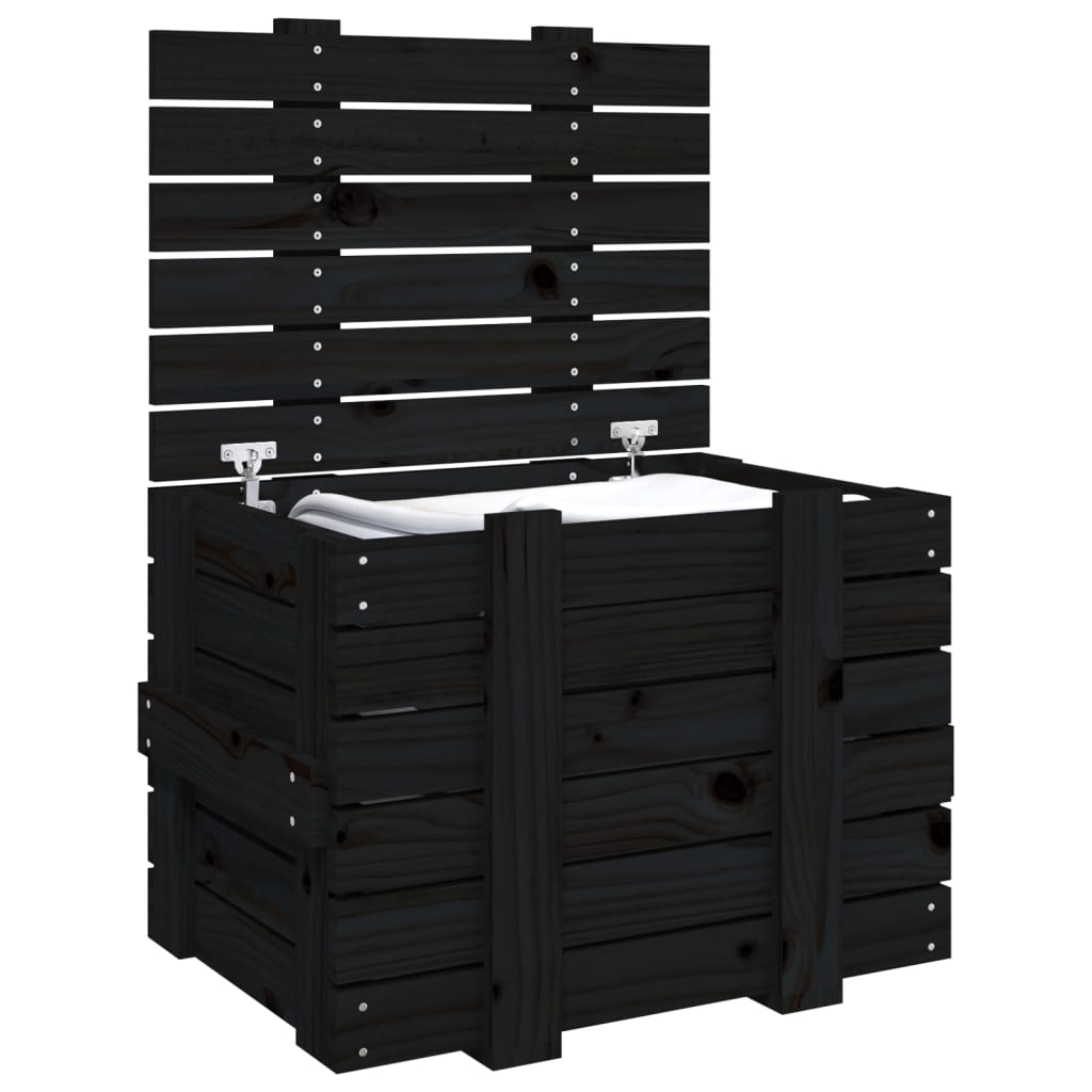 vidaXL Storage Box Black 58x40.5x42 cm Solid Wood Pine