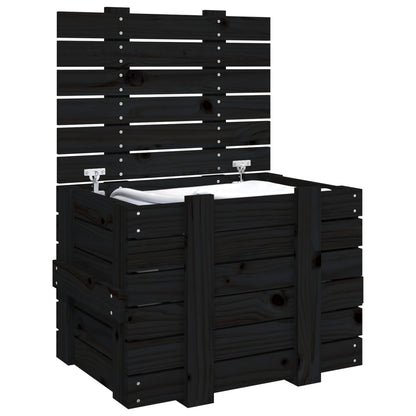vidaXL Storage Box Black 58x40.5x42 cm Solid Wood Pine