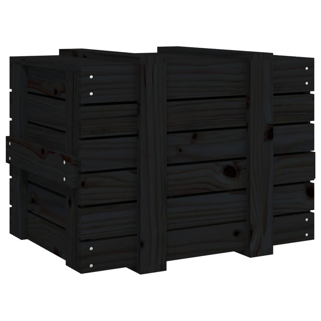 vidaXL Storage Box Black 58x40,5x42 cm Solid Wood Pine