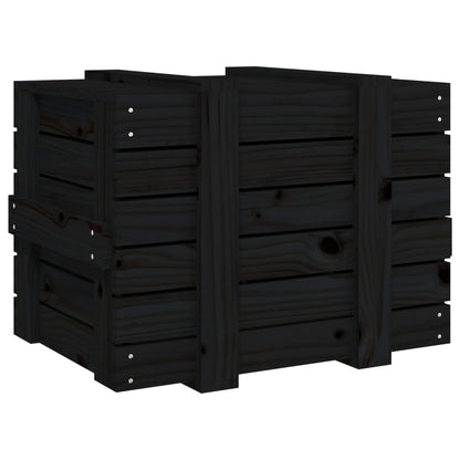 vidaXL Storage Box Black 58x40,5x42 cm Solid Wood Pine