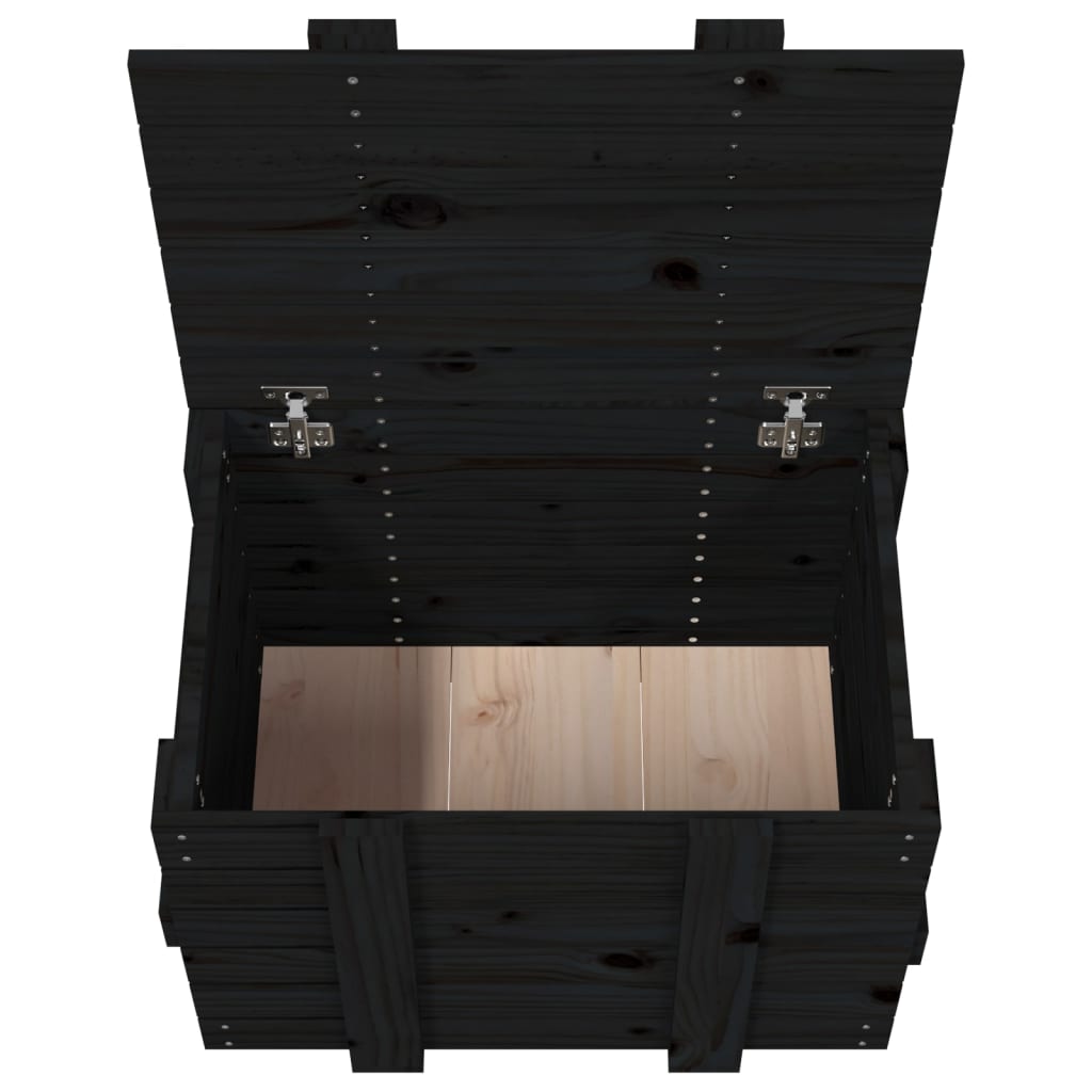 vidaXL Storage Box Black 58x40.5x42 cm Solid Wood Pine