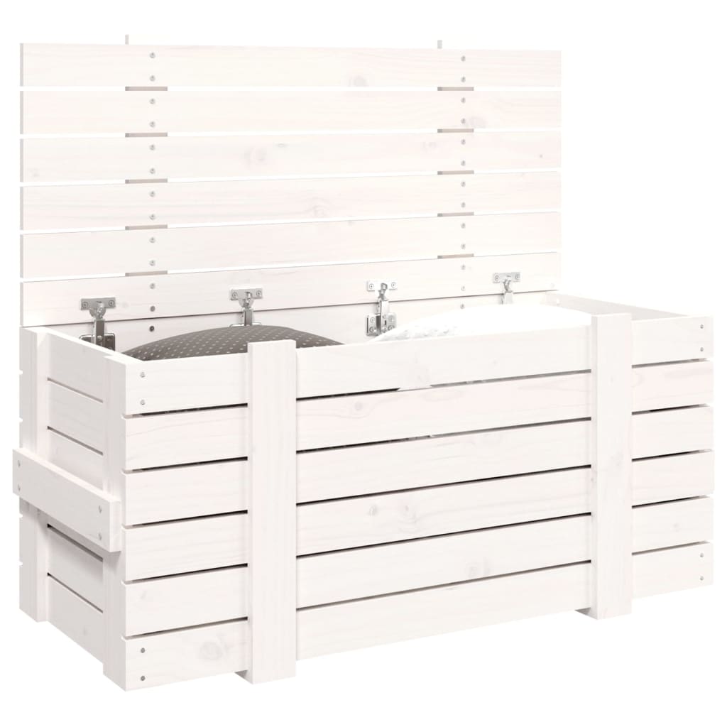 vidaXL Storage Box White 91x40.5x42 cm Solid Wood Pine