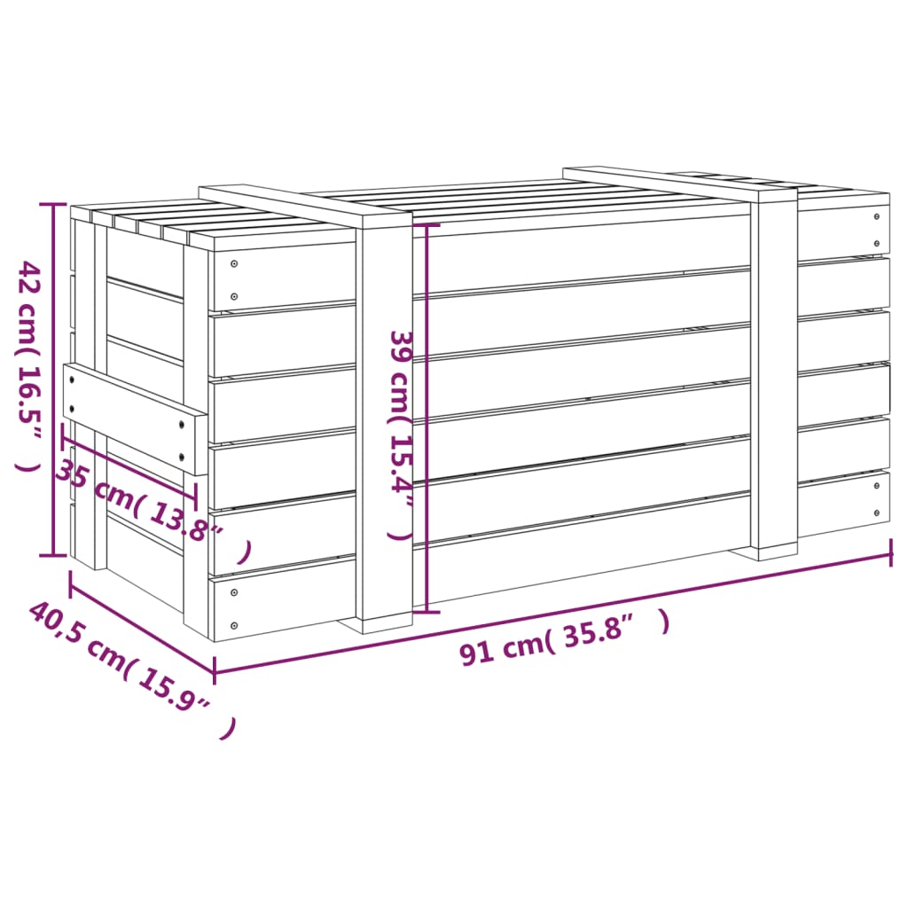 vidaXL Storage Box White 91x40.5x42 cm Solid Wood Pine