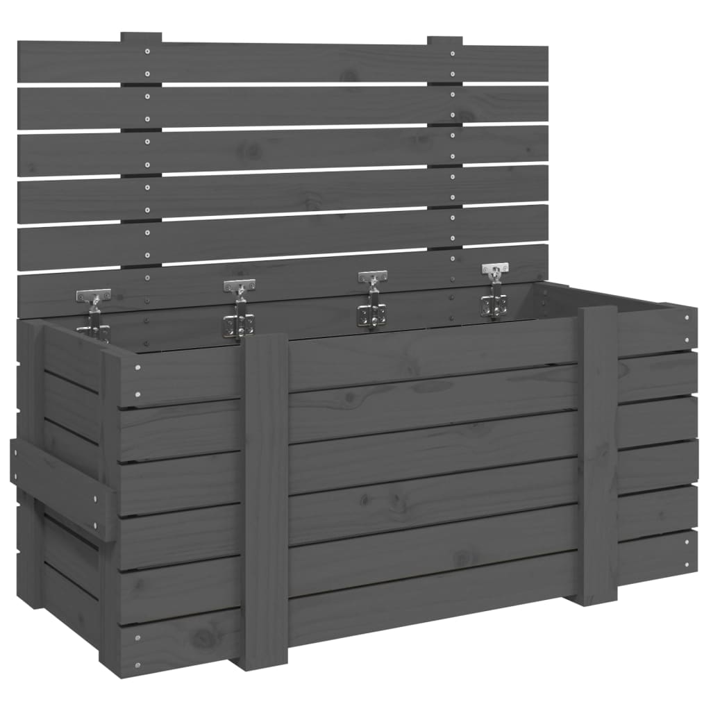 vidaXL Storage Box Grey 91x40.5x42 cm Solid Wood Pine