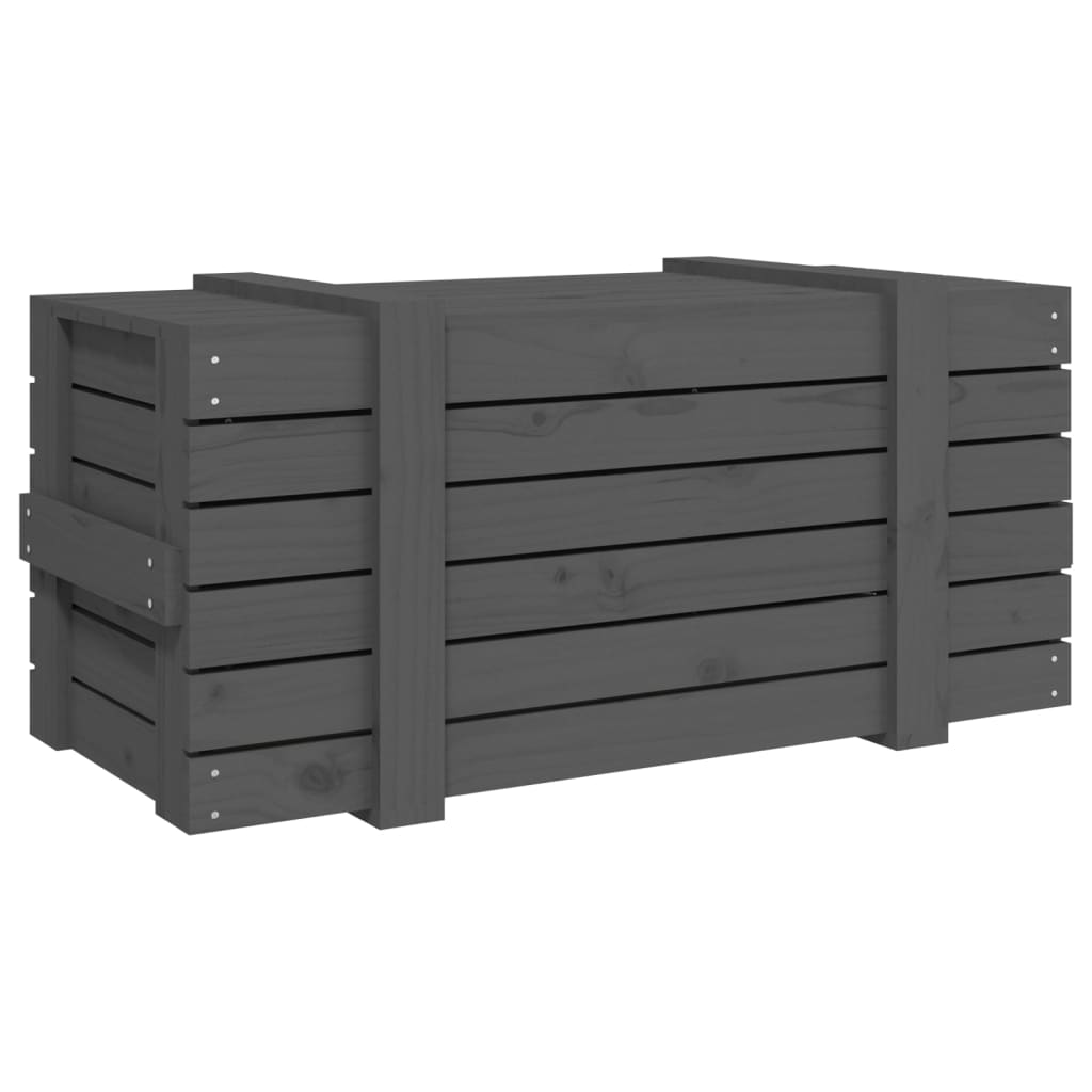 vidaXL Storage Box Grey 91x40.5x42 cm Solid Wood Pine