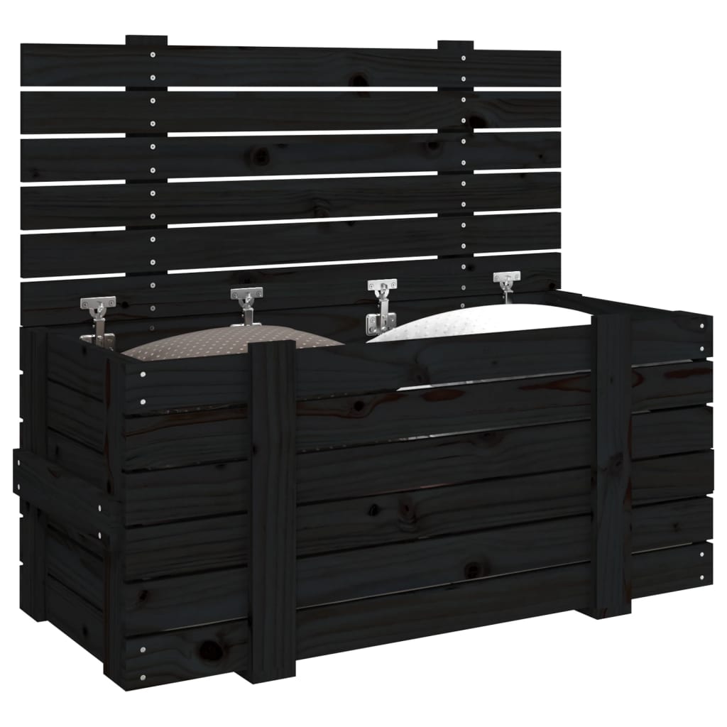 vidaXL Storage Box Black 91x40,5x42 cm Solid Wood Pine