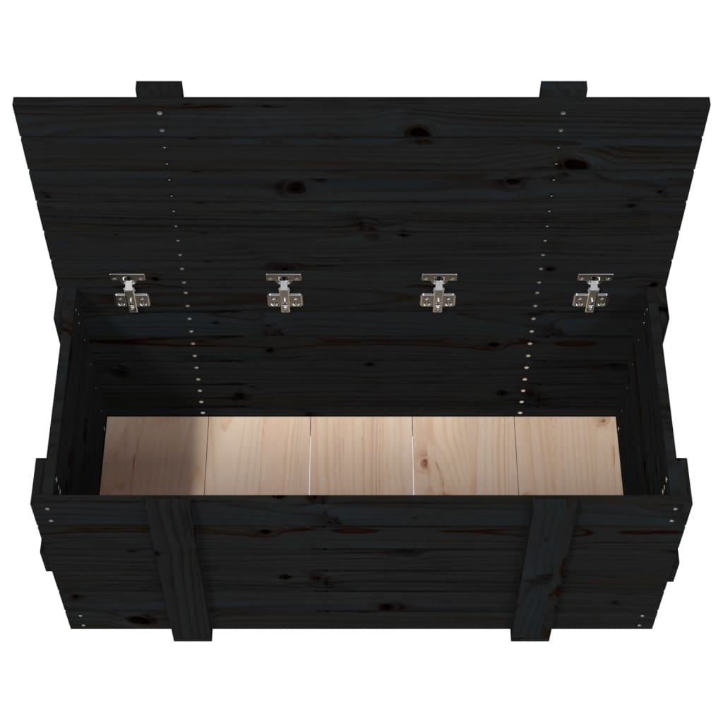 vidaXL Storage Box Black 91x40.5x42 cm Solid Wood Pine