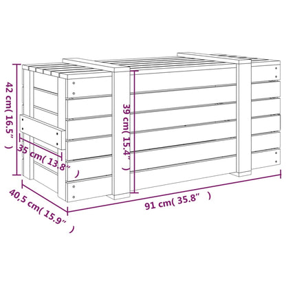 vidaXL Storage Box Black 91x40.5x42 cm Solid Wood Pine