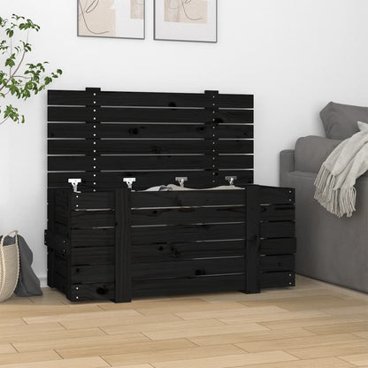 vidaXL Storage Box Black 91x40,5x42 cm Solid Wood Pine