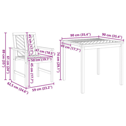 vidaXL Garden Dining Set 5 pcs Brown Solid Acacia Wood