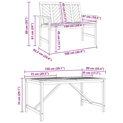 vidaXL Garden Dining Set 3 pcs Brown Solid Acacia Wood