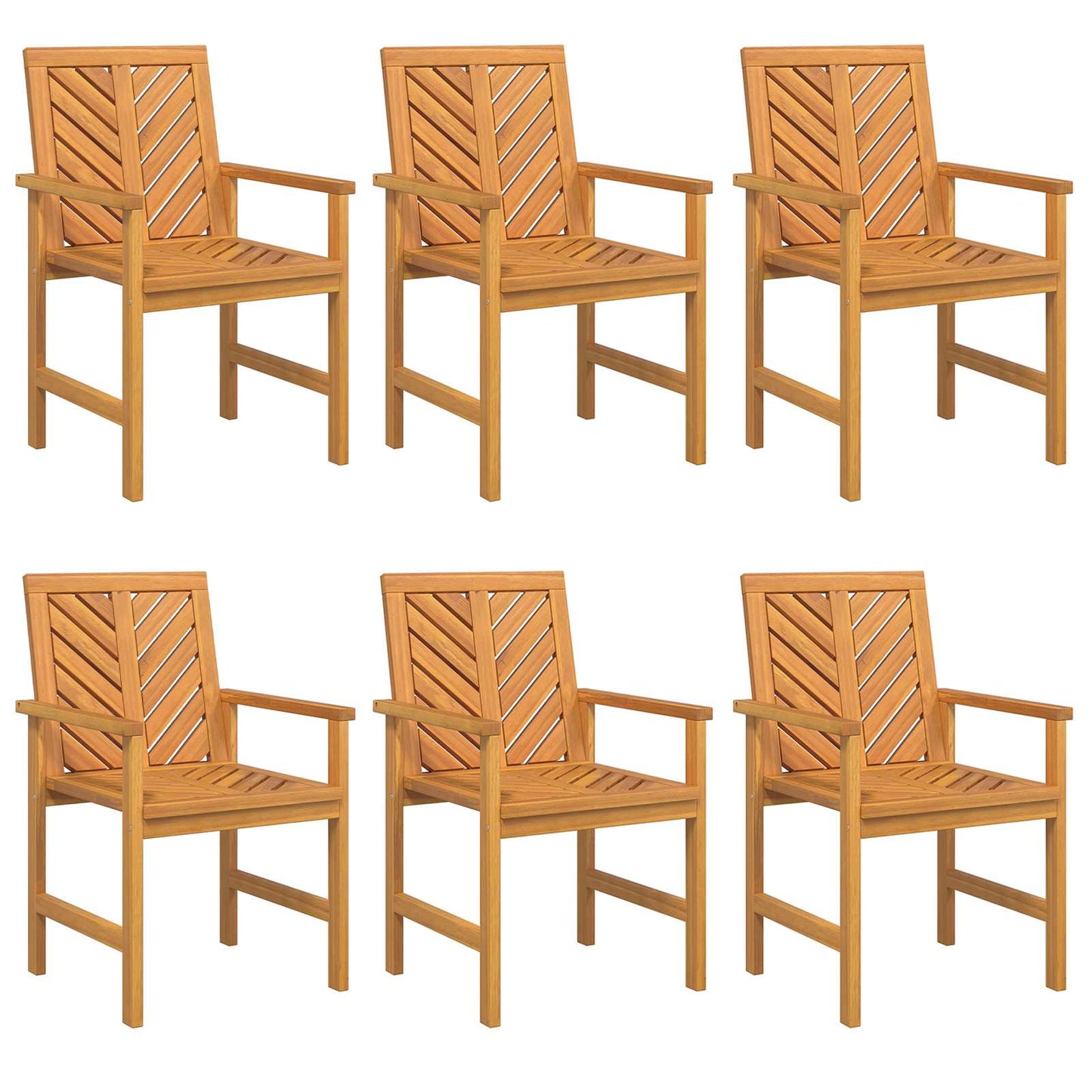 vidaXL Dining Chair 6 pcs Natural Solid Acacia Wood