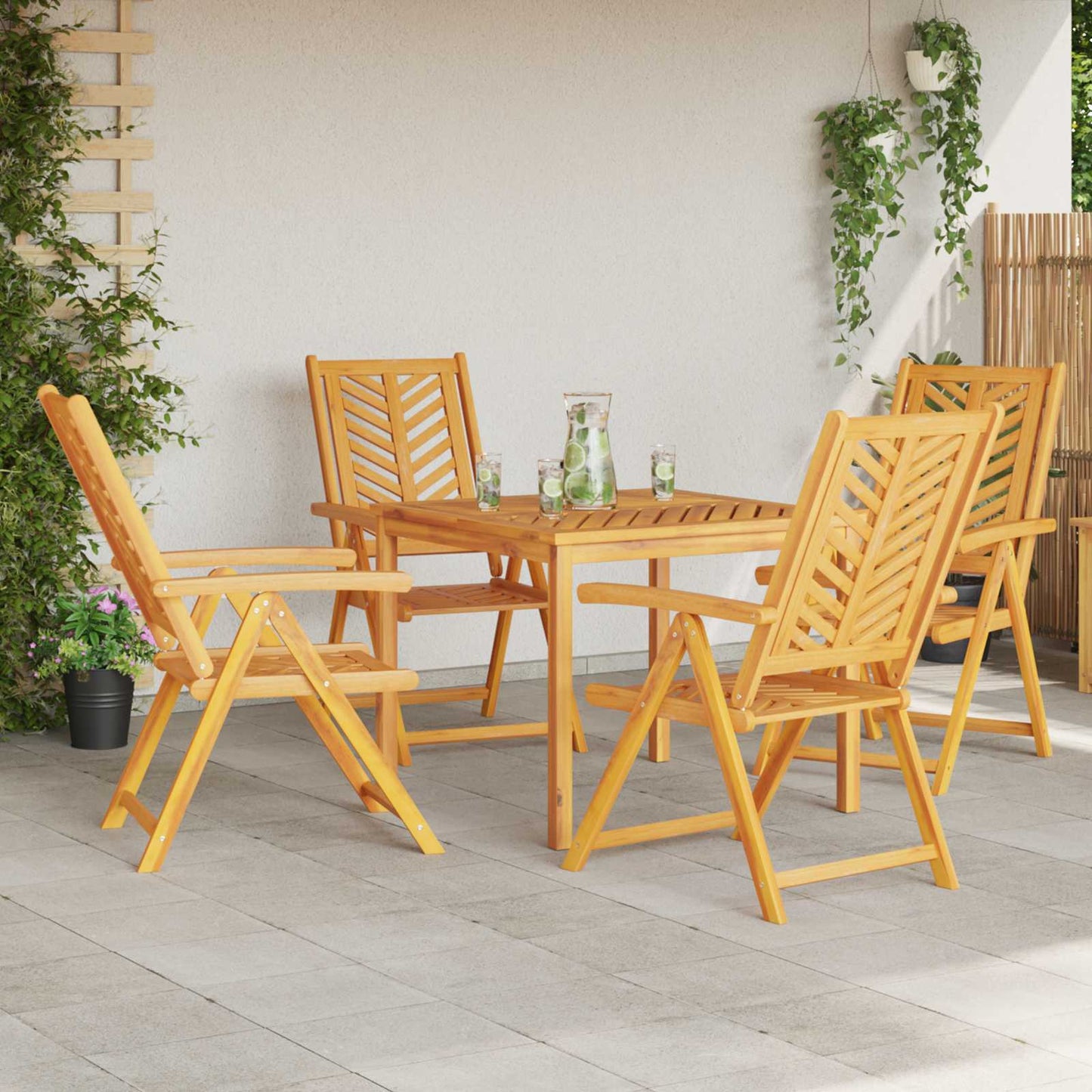 vidaXL Garden Chair 4 pcs Brown Solid Acacia Wood
