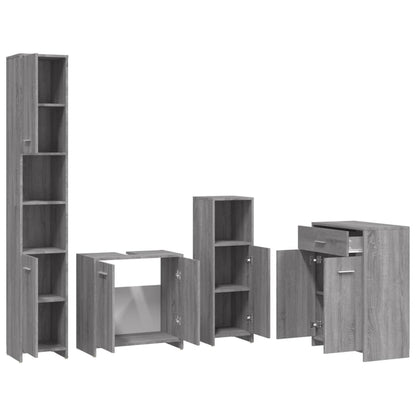 vidaXL 4 Piece Bathroom Furniture Set Grey Sonoma Engineered Wood