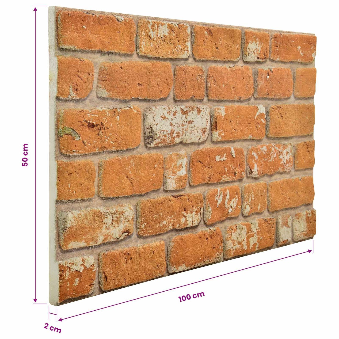 vidaXL Wall Panels 10 pcs Brick 100 x 50 cm EPS Foam