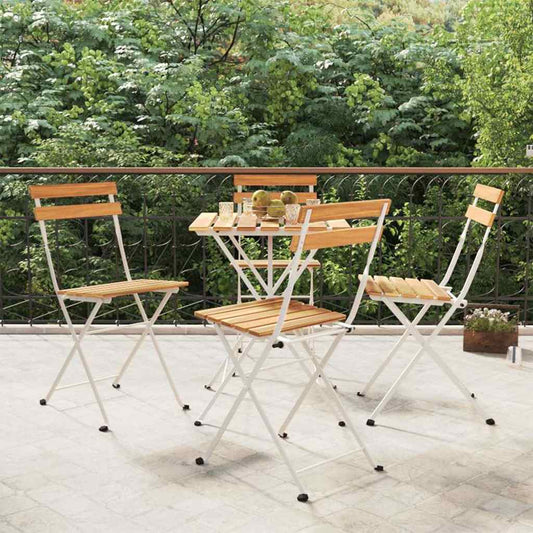 vidaXL Folding Chairs 4 pcs Solid Wood Acacia and Steel