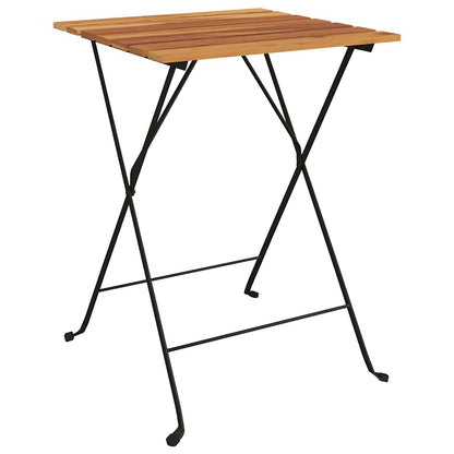 vidaXL 3 Piece Folding Bistro Set Solid Wood Teak and Steel