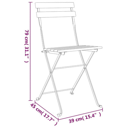vidaXL 3 Piece Folding Bistro Set Solid Wood Teak and Steel