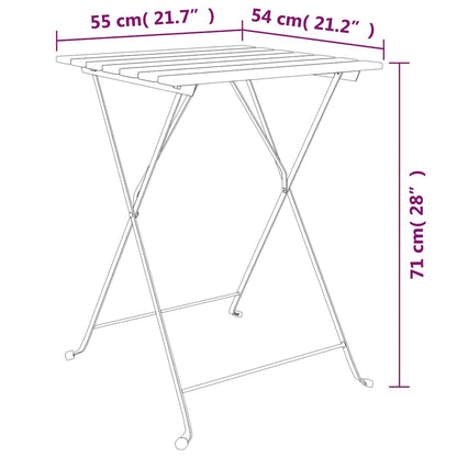 vidaXL 3 Piece Folding Bistro Set Solid Wood Teak and Steel