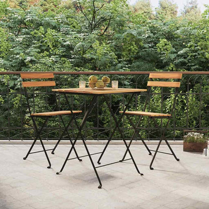 vidaXL 3 Piece Folding Bistro Set Solid Wood Teak and Steel