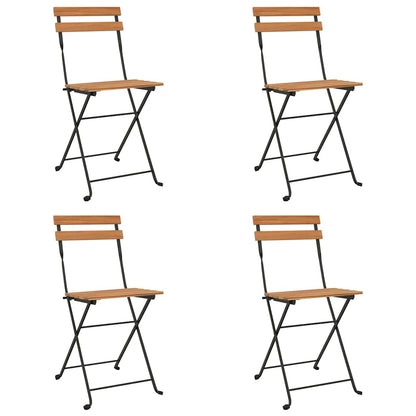 vidaXL Folding Chairs 4 pcs Solid Wood Teak and Steel