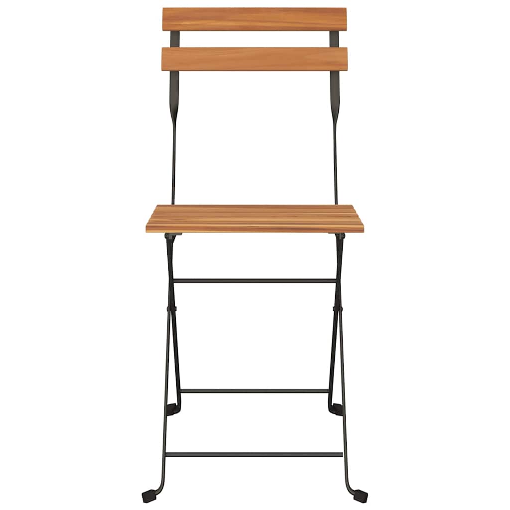 vidaXL Folding Chairs 4 pcs Solid Wood Teak and Steel