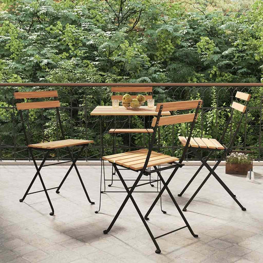 vidaXL Folding Chairs 4 pcs Solid Wood Teak and Steel