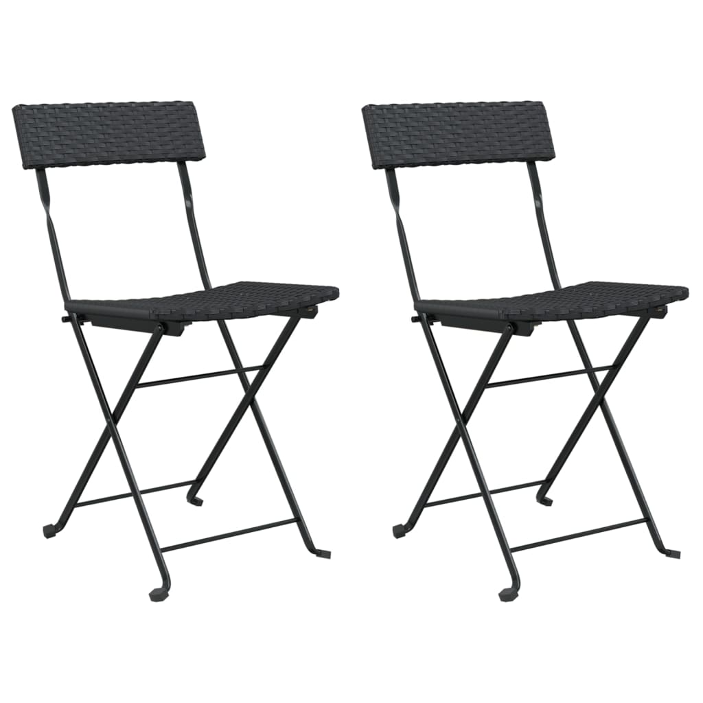 vidaXL Folding Bistro Chair | Set of 2 | Black