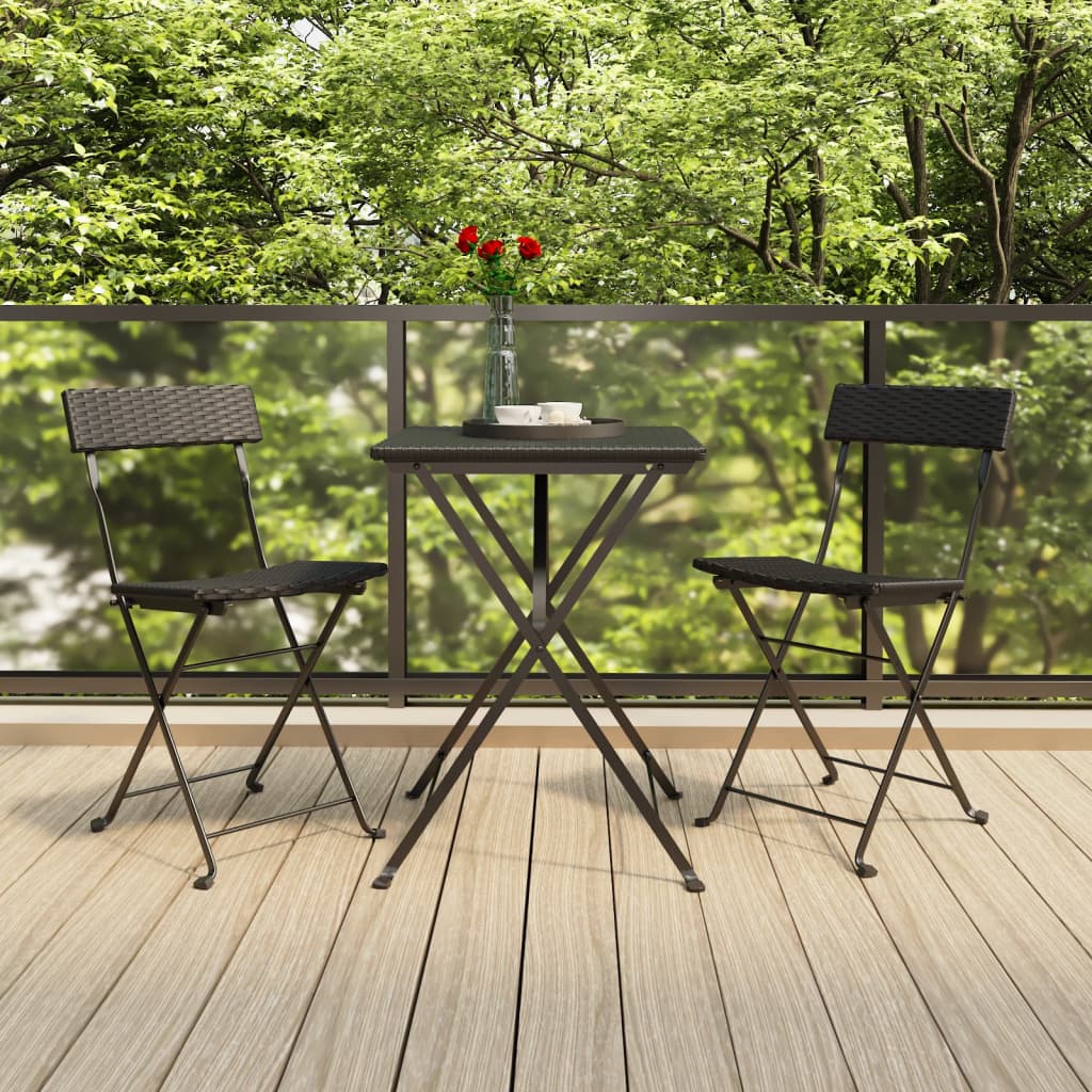 vidaXL Folding Bistro Chair | Set of 2 | Black