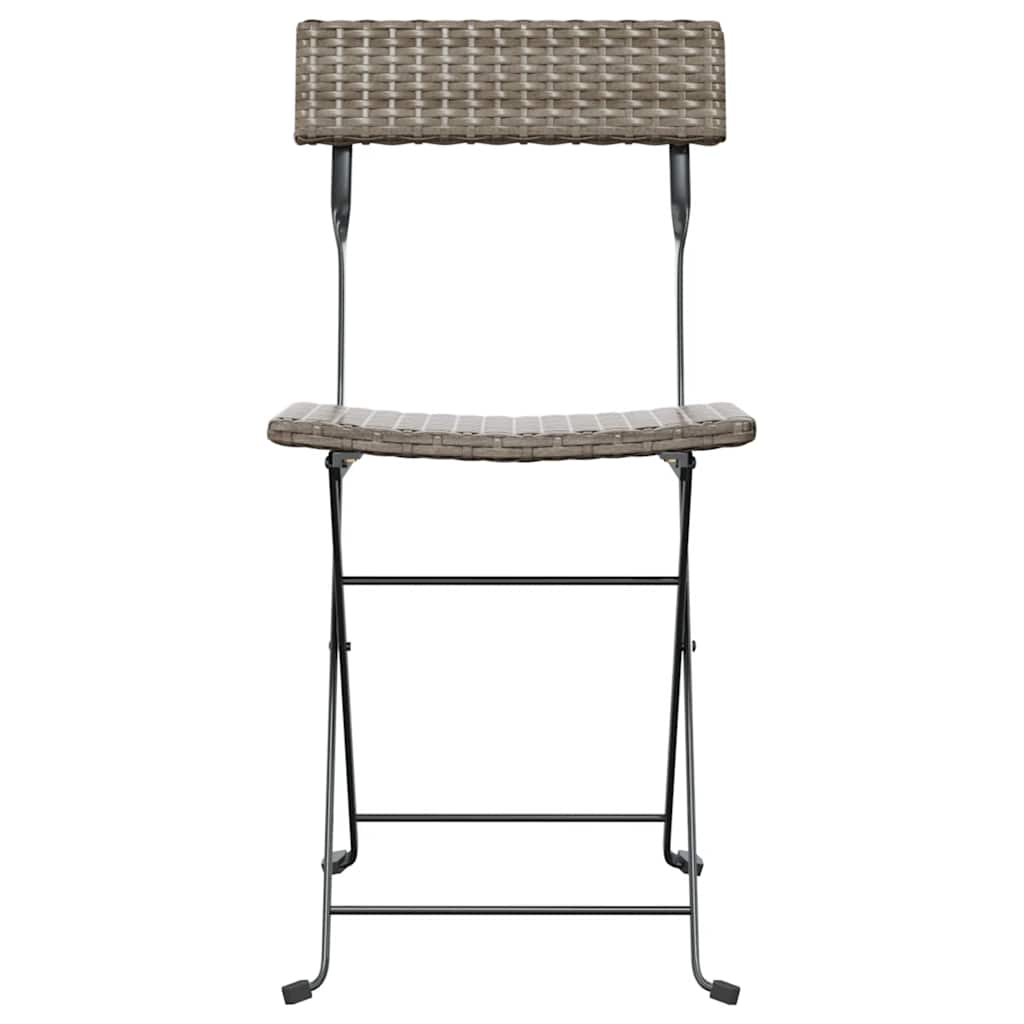 vidaXL Folding Chairs 2 pcs Grey Poly Rattan and Steel
