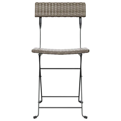 vidaXL Folding Chairs 2 pcs Grey Poly Rattan and Steel