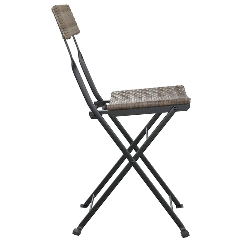 vidaXL Folding Chairs 2 pcs Grey Poly Rattan and Steel