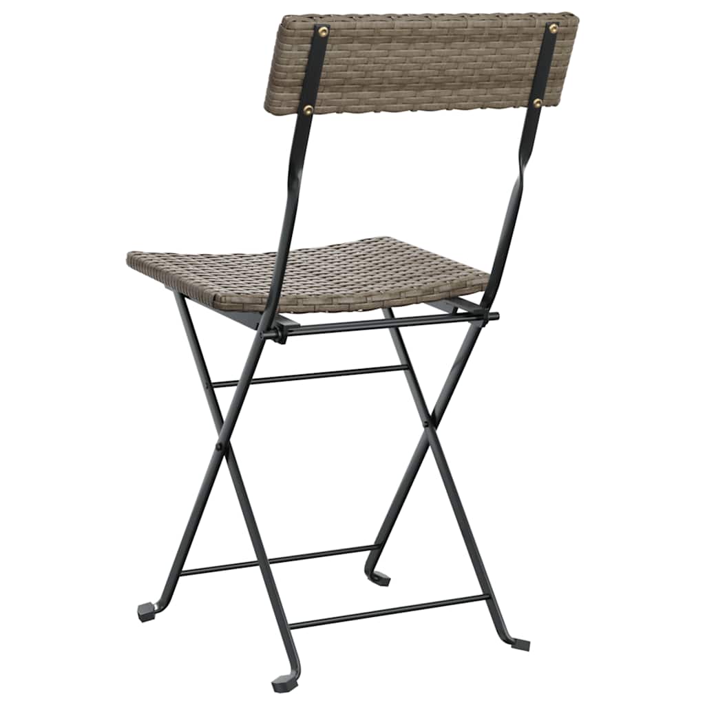 vidaXL Folding Chairs 2 pcs Grey Poly Rattan and Steel