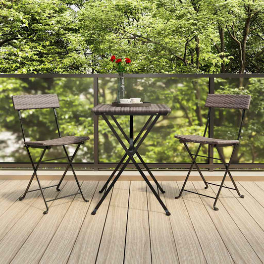 vidaXL Folding Chairs 2 pcs Grey Poly Rattan and Steel