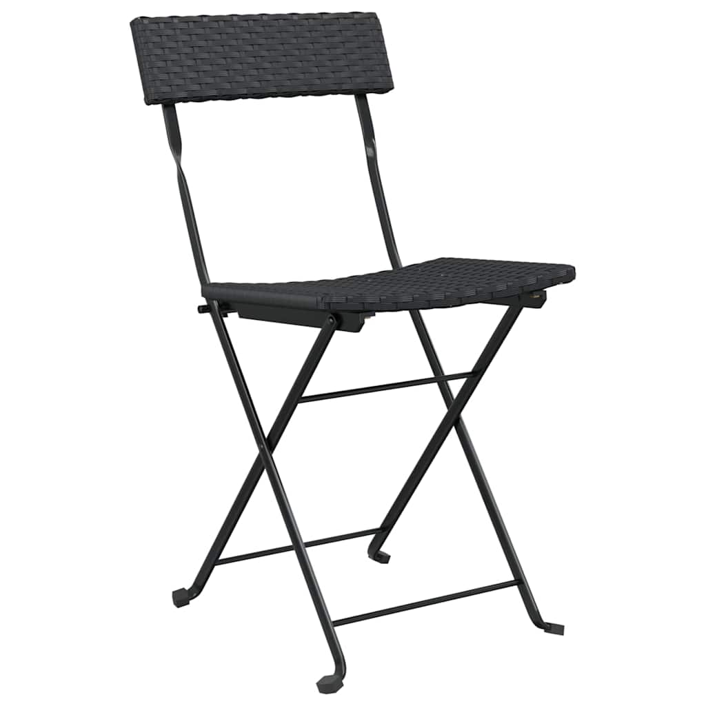 vidaXL 3 Piece Folding Bistro Set Black Poly Rattan