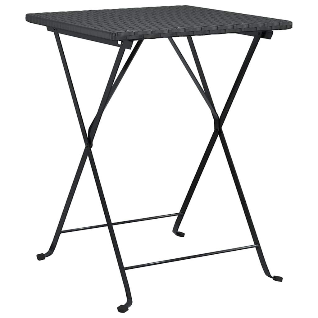 vidaXL 3 Piece Folding Bistro Set Black Poly Rattan
