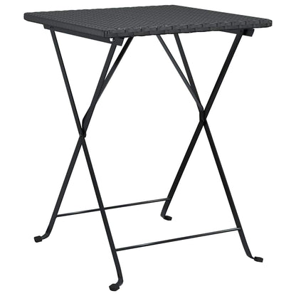 vidaXL 3 Piece Folding Bistro Set Black Poly Rattan