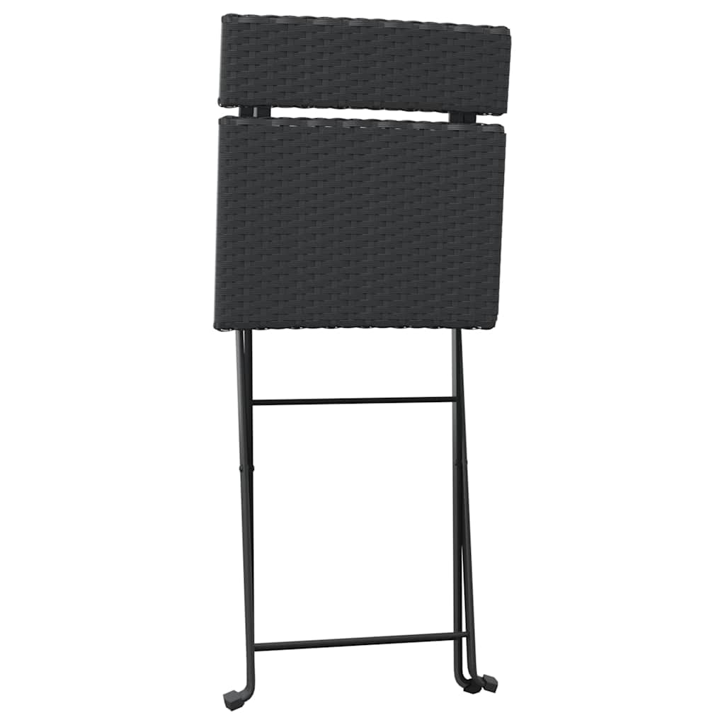 vidaXL 3 Piece Folding Bistro Set Black Poly Rattan