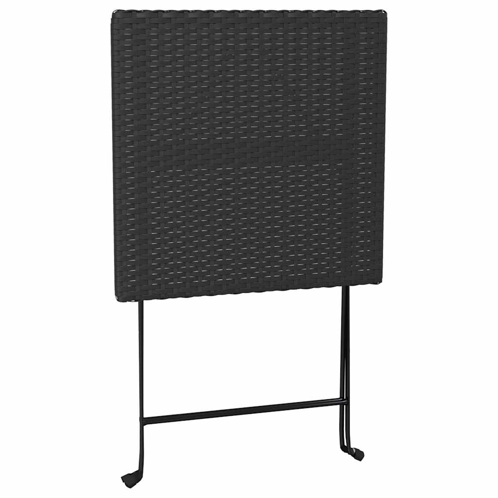 vidaXL 3 Piece Folding Bistro Set Black Poly Rattan