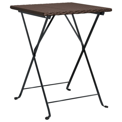 vidaXL 3 Piece Folding Bistro Set Brown Poly Rattan