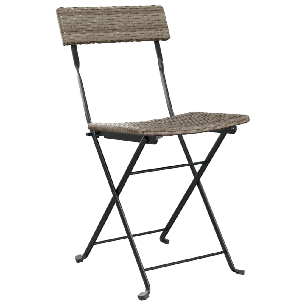 vidaXL 3 Piece Folding Bistro Set Grey Poly Rattan