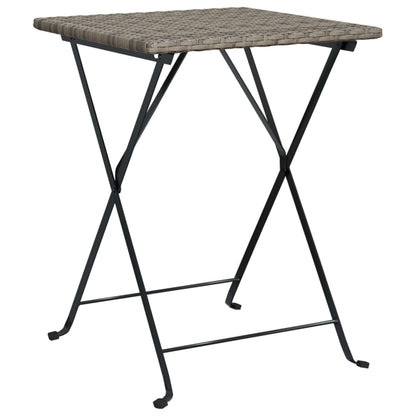vidaXL 3 Piece Folding Bistro Set Grey Poly Rattan