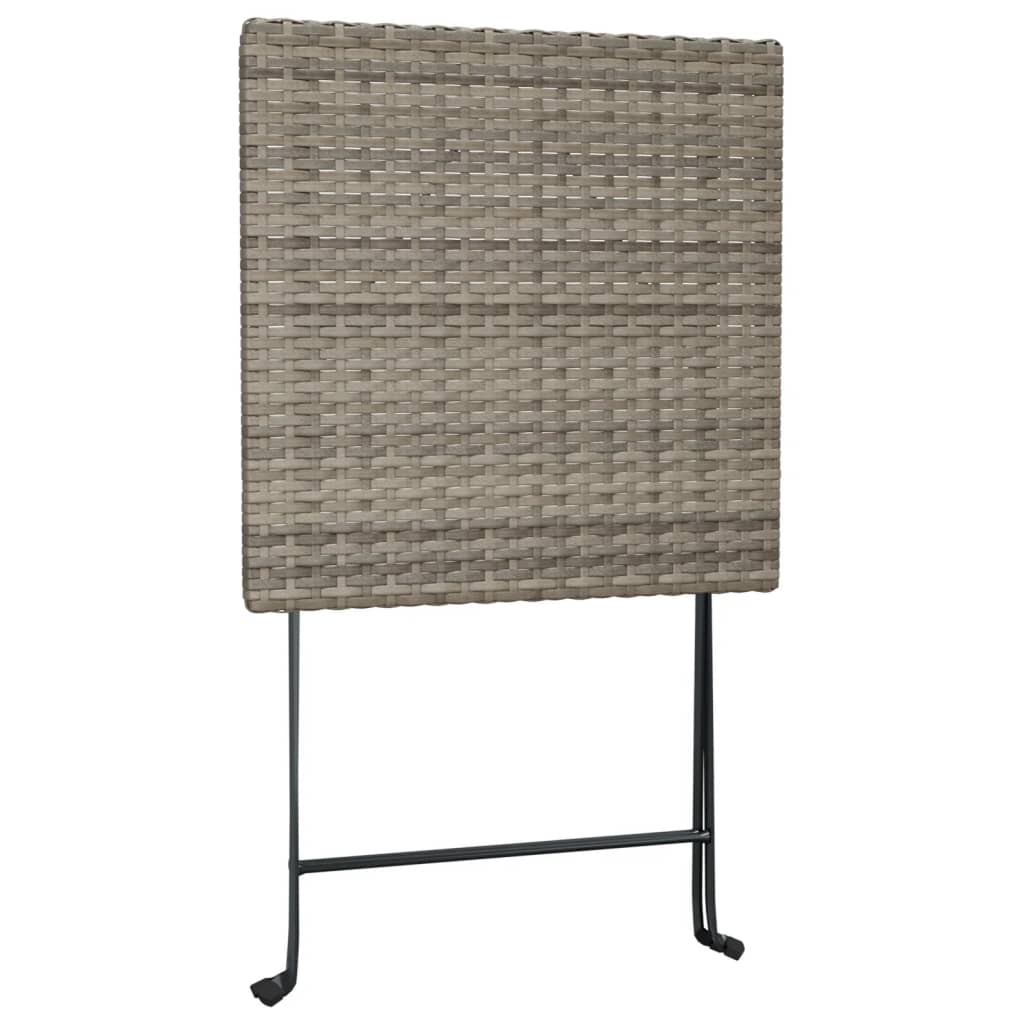 vidaXL 3 Piece Folding Bistro Set Grey Poly Rattan