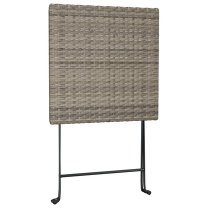 vidaXL 3 Piece Folding Bistro Set Grey Poly Rattan