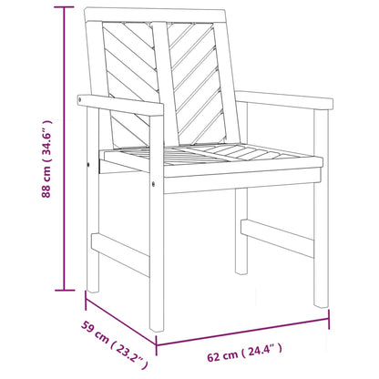 vidaXL Garden Dining Chair | Set of 2 | Natural Acacia | Solid Acacia Wood